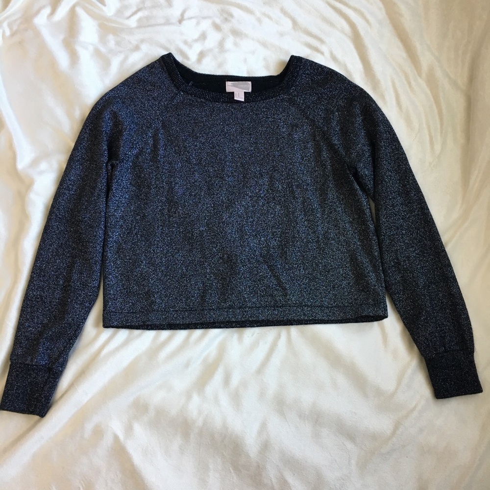 Black Glitter Crew Neck Sweater